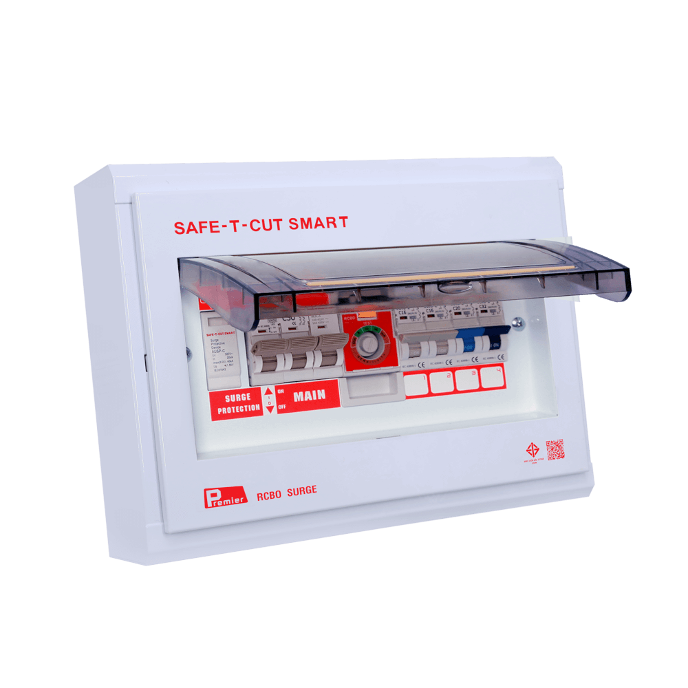 ชุดตู้คอนซูเมอร์ 4 ช่อง เบรคเกอร์กันดูด 50 แอมป์ เซฟ-ที-คัท สมาร์ท รุ่น PREMIER SURGE_4